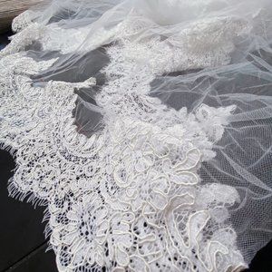 Long White Wedding Veil 2.1 meters/6.8+ft